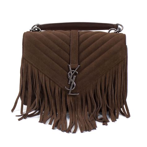 yves saint laurent brown suede bag